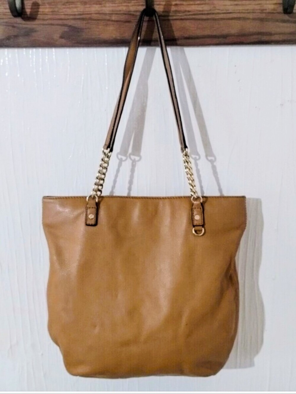 Michael Kors Genuine Leather Chain Shoulder Tote Bag
